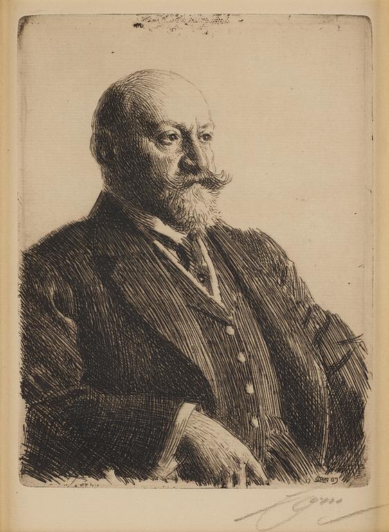 Anders Zorn, etching, 1909, signed in pencil.