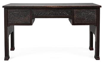 759. A Swedish black lacquered Art Noveau oak desk.