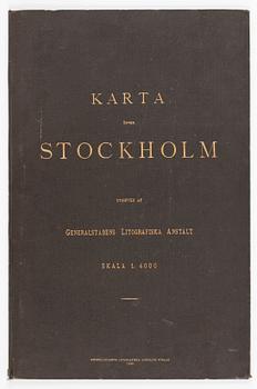 KARTBOK, "Karta öfver Stockholm", 1899, utgiven av generalstabens litografiska anstalt.