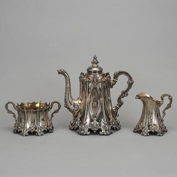 KAFFESERVIS, nysilver, götisk modell, CG Hallberg, 1900-talets början.