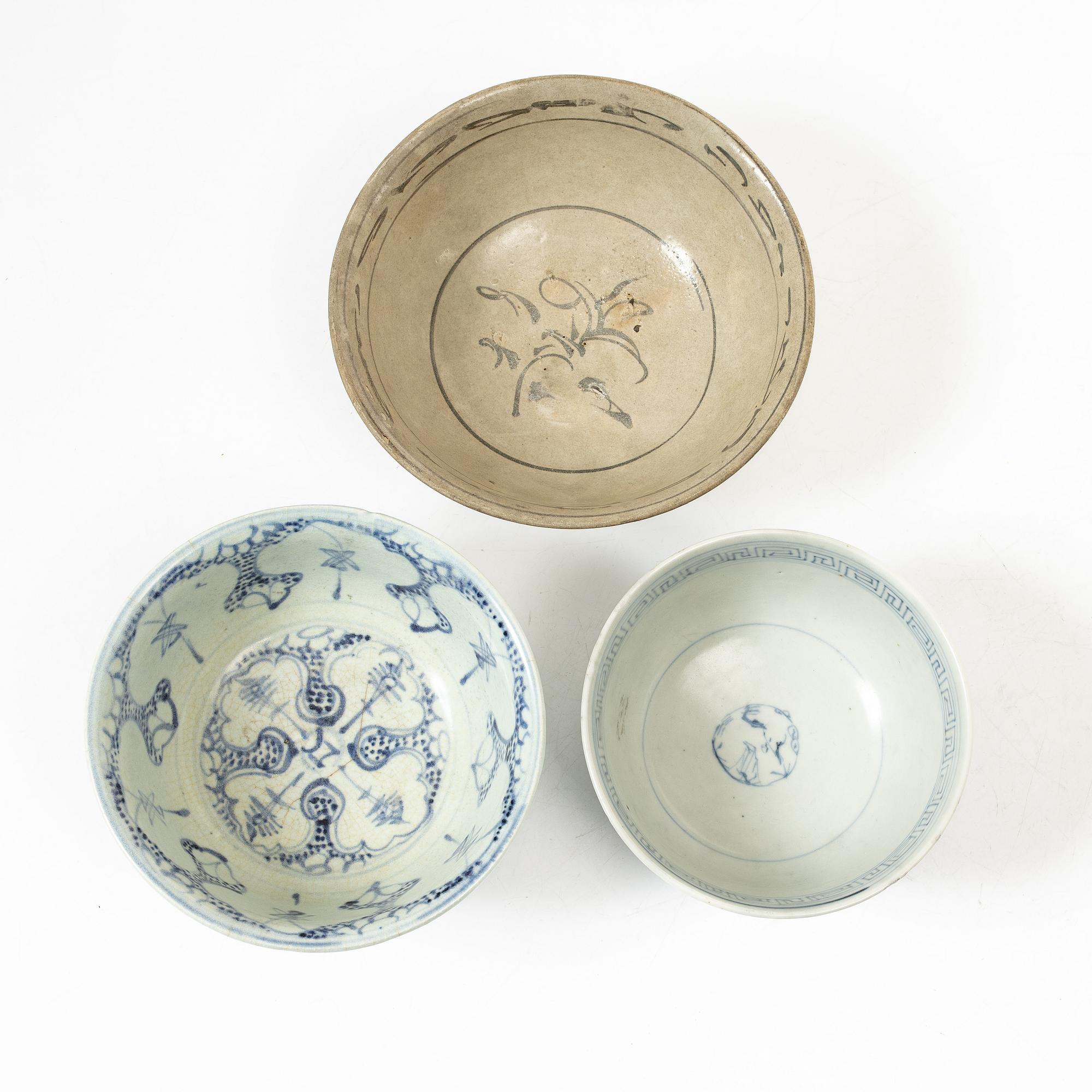 A group of blue and white porcelain, Ming dynasty (1368-1644).