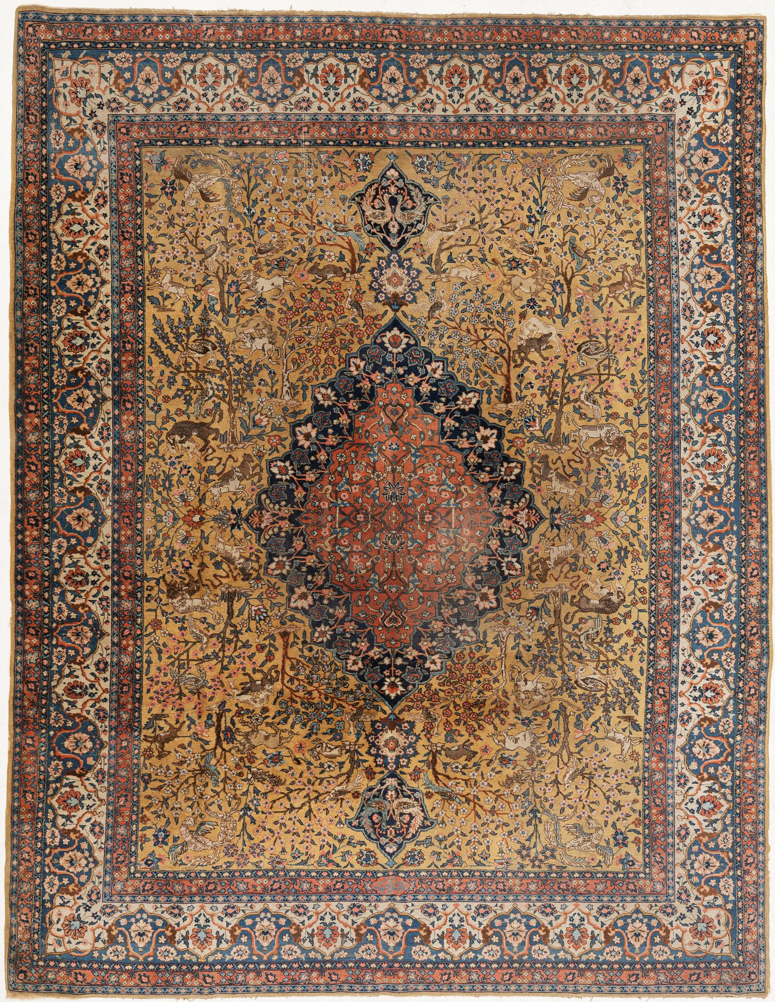 An Antique Tabriz carpet, Northwest Persia (Iran), signed Alabaf c 387 x 299 cm.