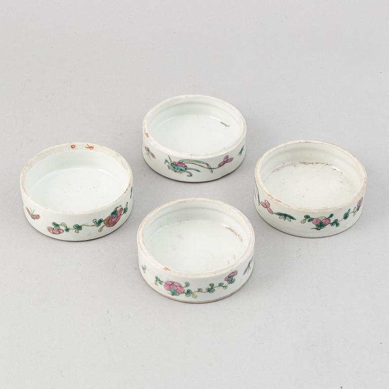 A group of chinese porcelain, 7 pieces, mostly late Qing dynasty and and 18th Century famille rose plate.