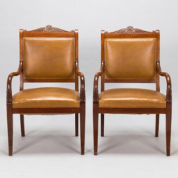 A pair of armchairs, possibly Boman, around 1900.