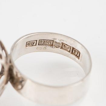 Liisa Vitali, örhängen samt ring, silver.