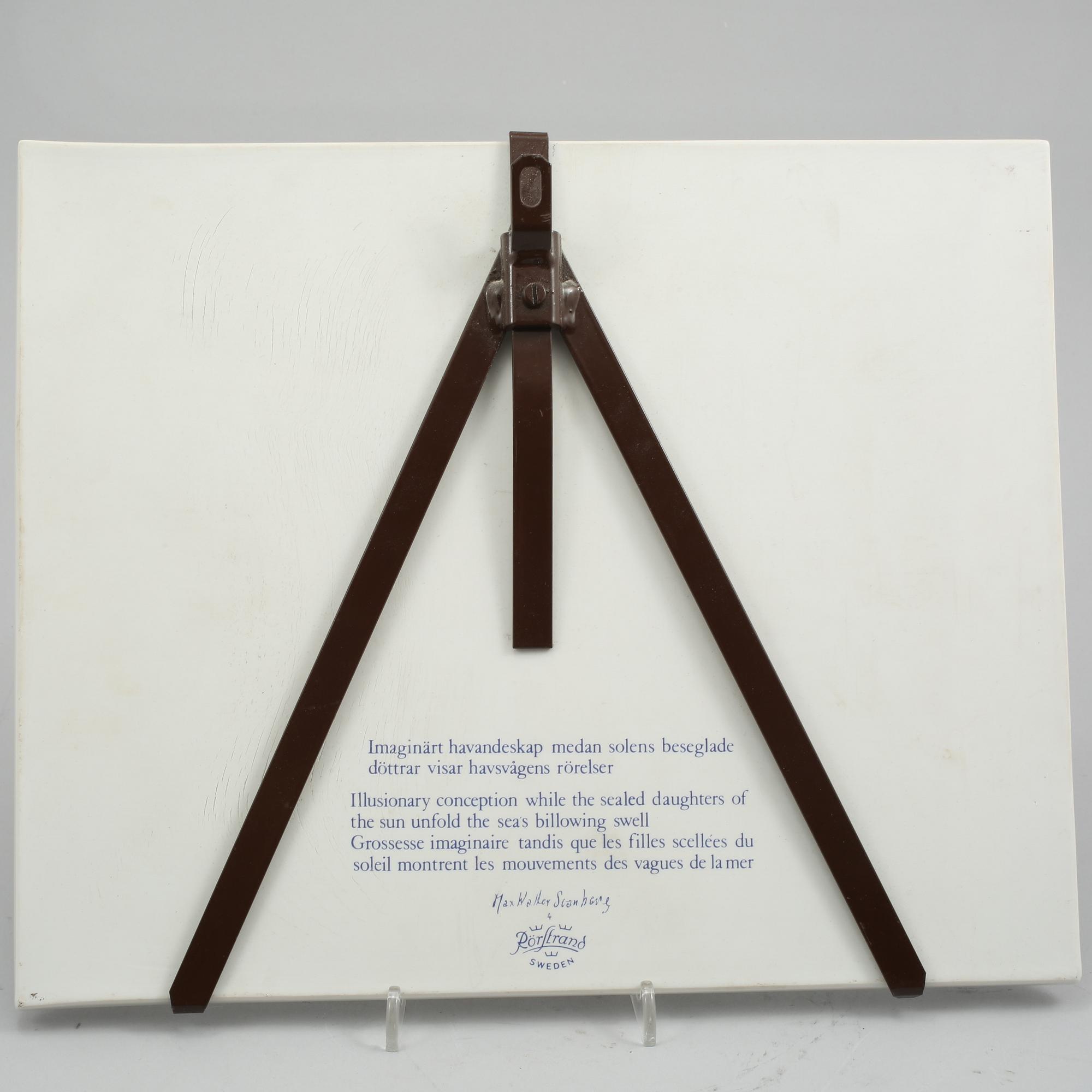 VÄGGPLAKETT, porslin, Max Walter Svanberg, Rörstrand, 1900-talets andra hälft.