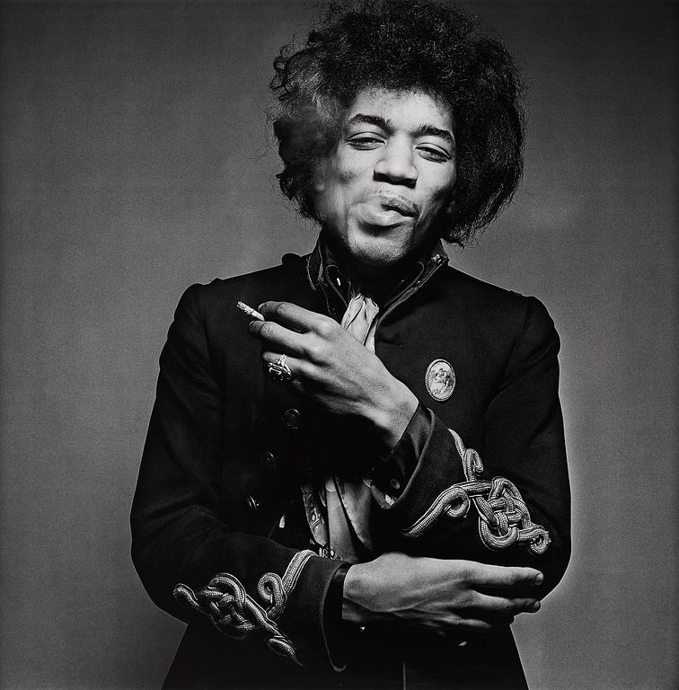 Gered Mankowitz, "Jimi Smoking, 1967, Masons Yard Studio, London".