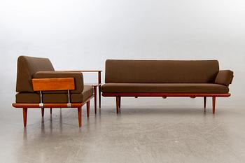 Peter Hvidt & Orla Mølgaard Nielsen,hörnsoffa med hörnbord 3 delar, "Minerva", France & Son, Danmark, 1950/60-tal.
