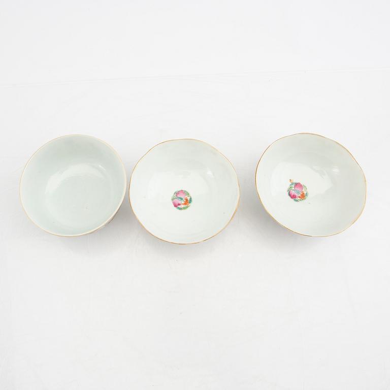 A set of seven different bowls and cups Chinese porcelain 19th/20th cenrury.