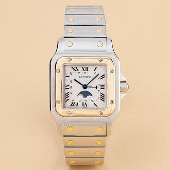 1110. Cartier, Santos Galbée, "Moonphase", ca 1989.