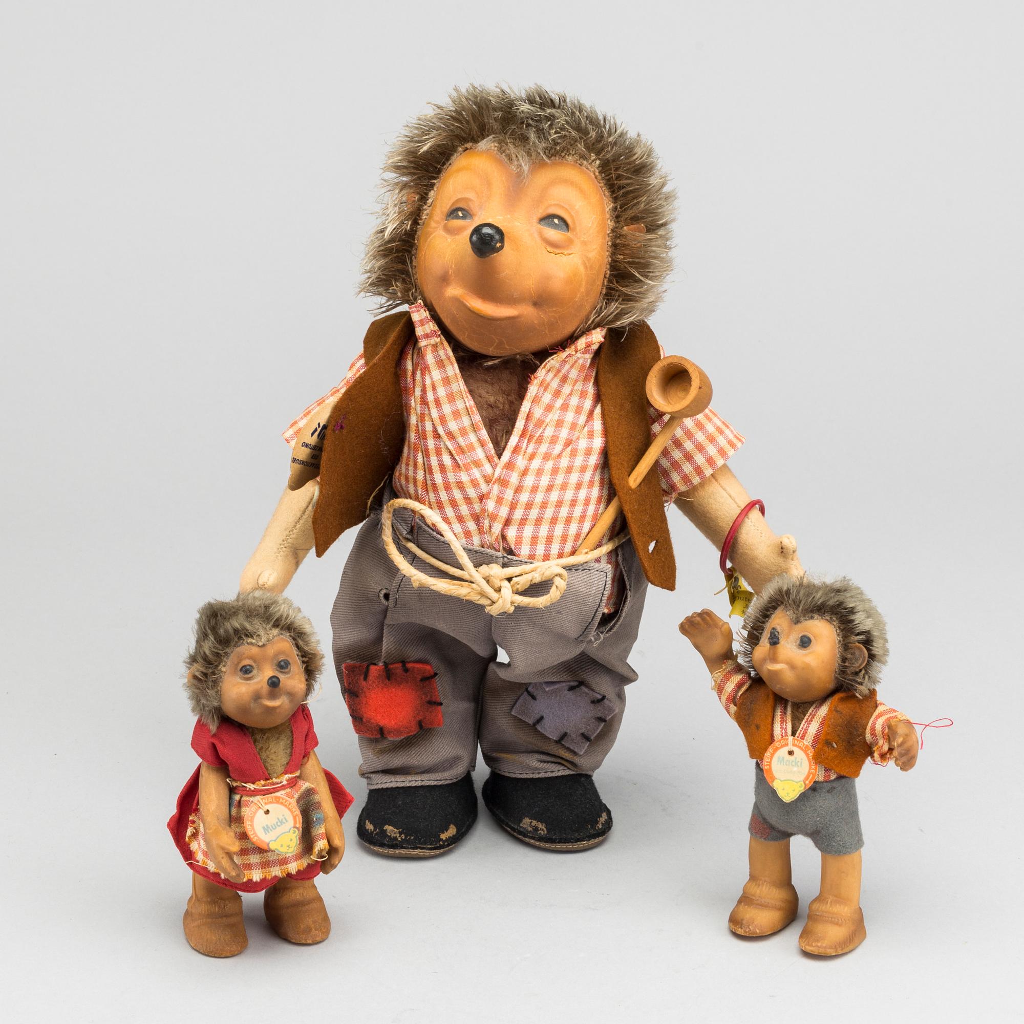 THREE STEIFF HEDGEHOGS, 1950/60´s.