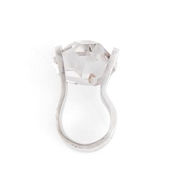 Rey Urban, a sterling silver ring set with a faceted rock crystal, Stockholm 1982.