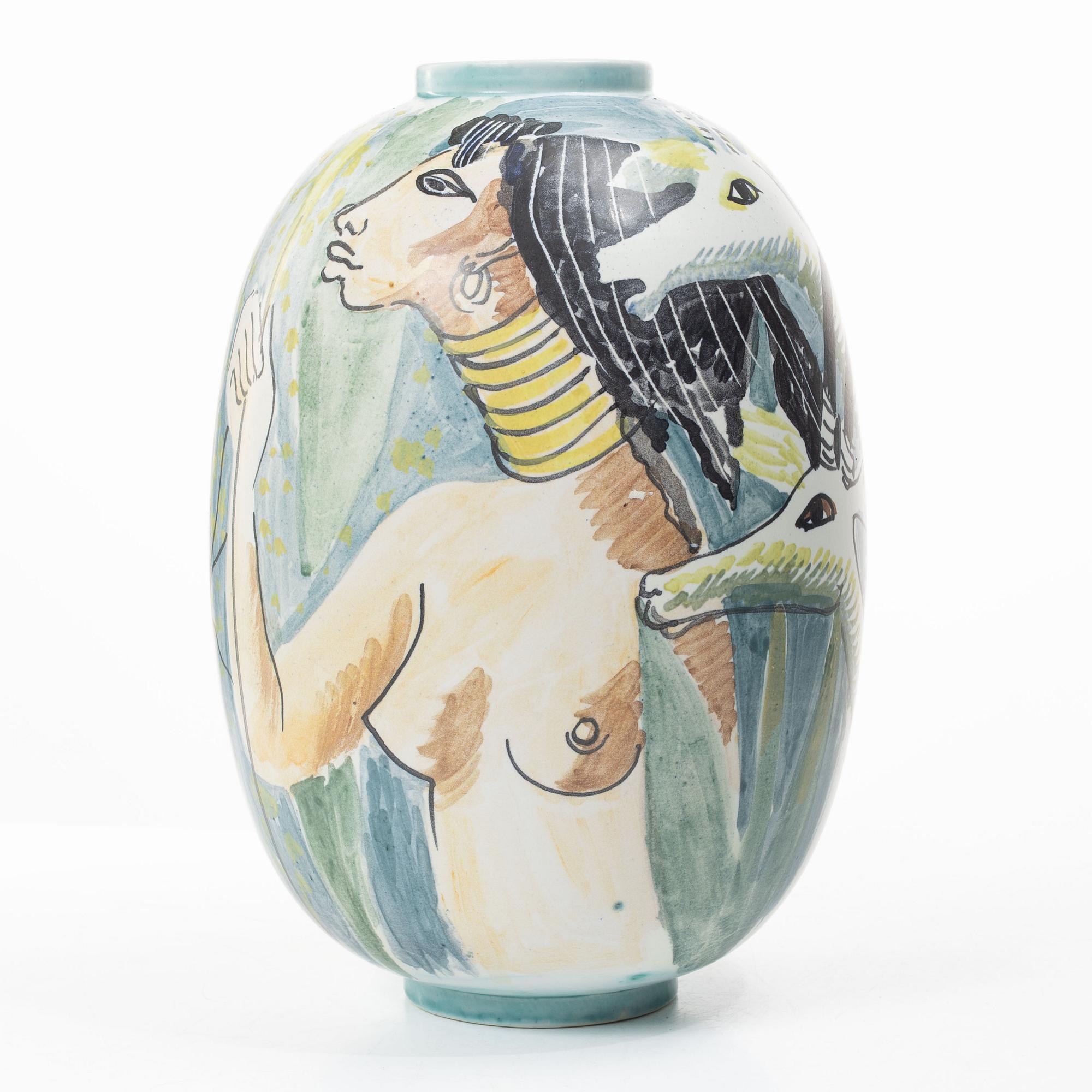 Carl-Harry Stålhane, a stoneware vase, Rörstrand 1945.
