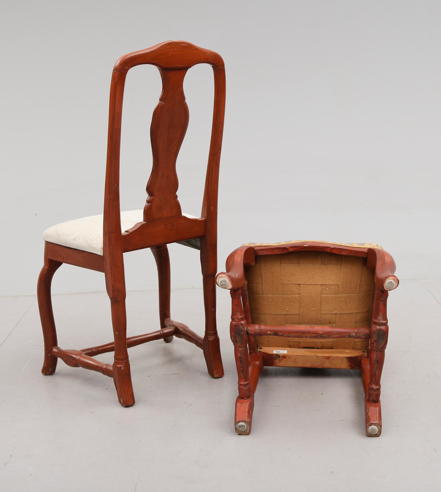 STOLAR, 2 st, senbarock, 1700-tal.