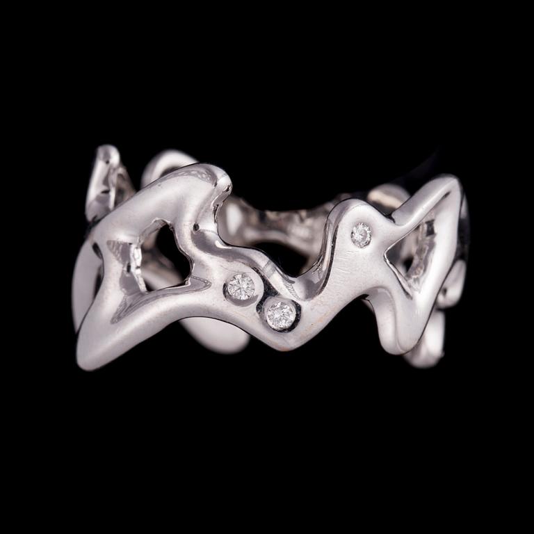 RING, 14K vitguld, diamanter, finska kontrollstämplar. Vikt ca 4,9 g.