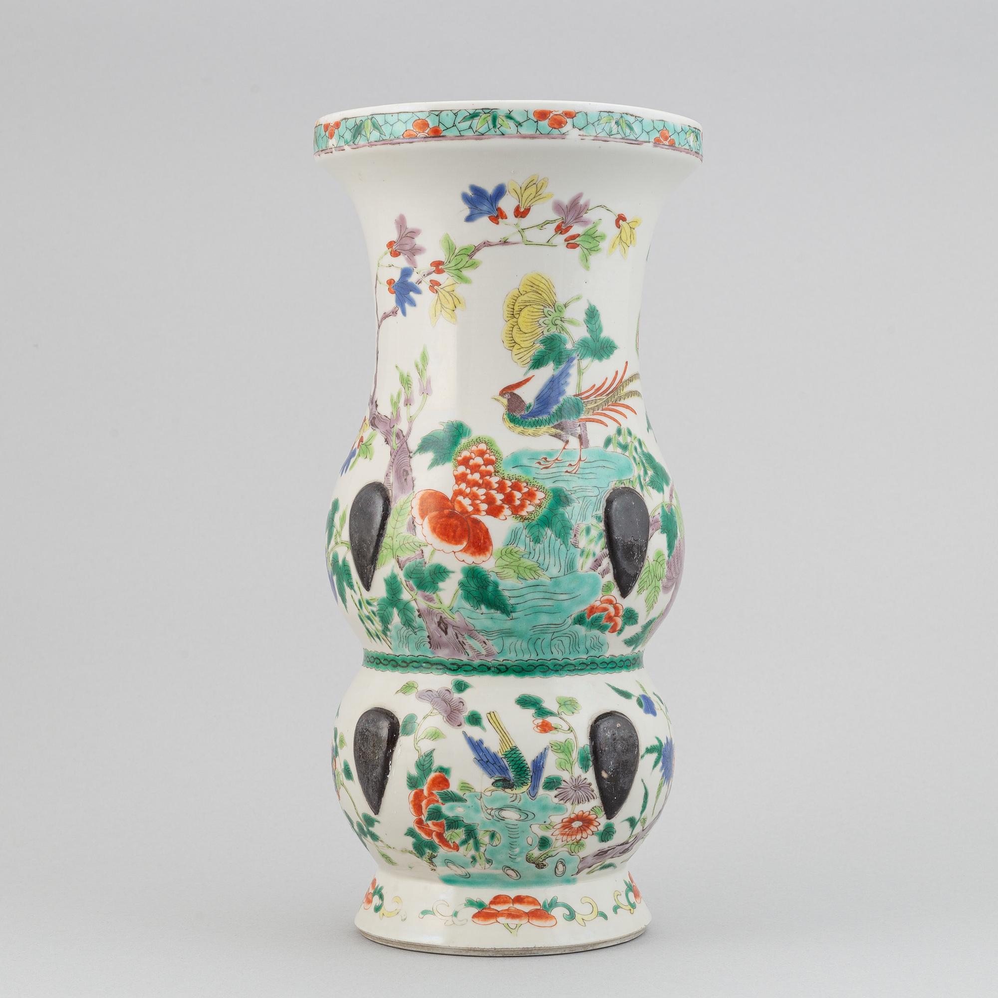 A Chinese famille verte vase, 20th century.