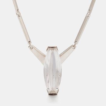 Björn Weckström, A sterling silver necklace "Luminoso" with a munsteiner cut rock crystal. Lapponia 2009.