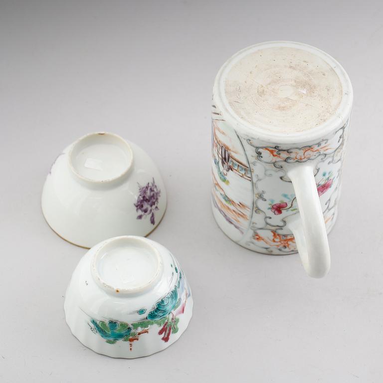 PORSLINSFÖREMÅL, 3 delar, Kina, 1700-/1800-tal.