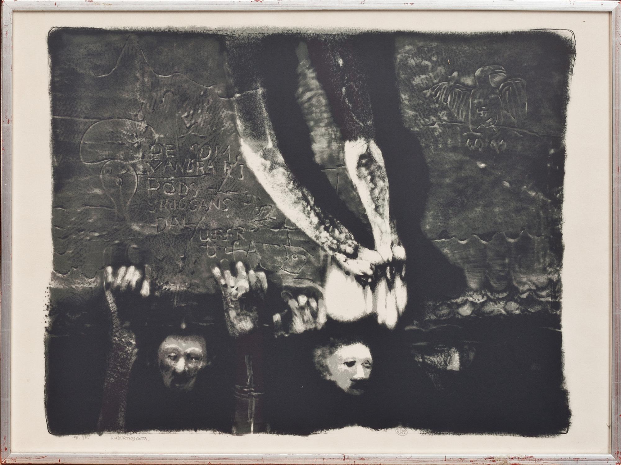 ROJ FRIBERG, litografi, monogramsignerad, provtryck. Daterad -78.