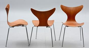 STOLAR, 3 st, "Måsen/Mågen", Arne Jacobsen, Fritz Hansen.