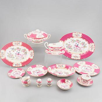 A part 'Pink Cockatrice' dinner and coffee and tea service, England, Minton, early 20th century (123 pieces).
