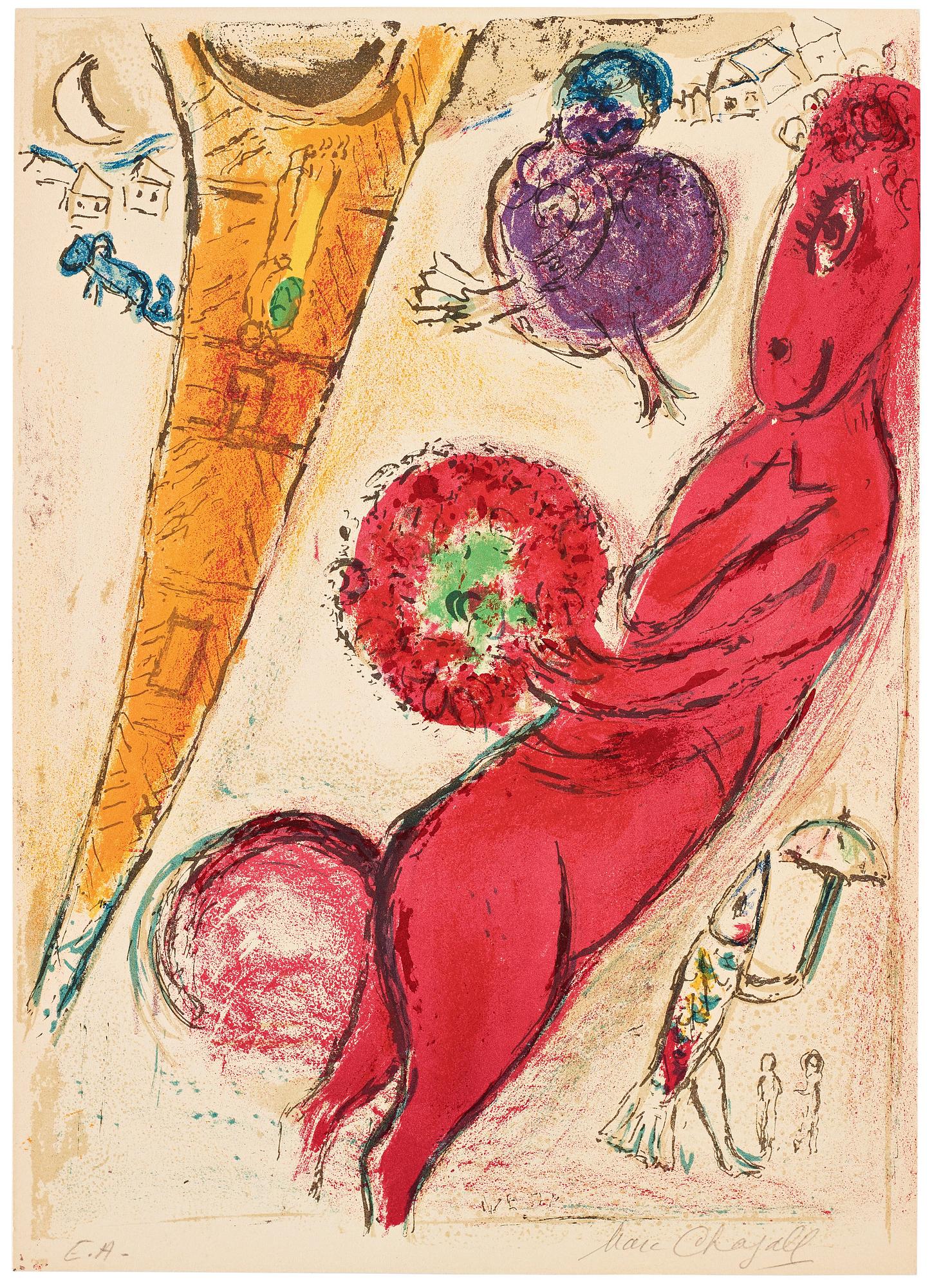 Marc Chagall, "La Tour Eiffel à l'âne".