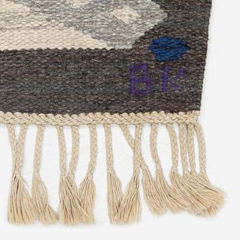 Berit Koenig,a flat weave rug, signed SH BK, c. 208 x 132 cm.