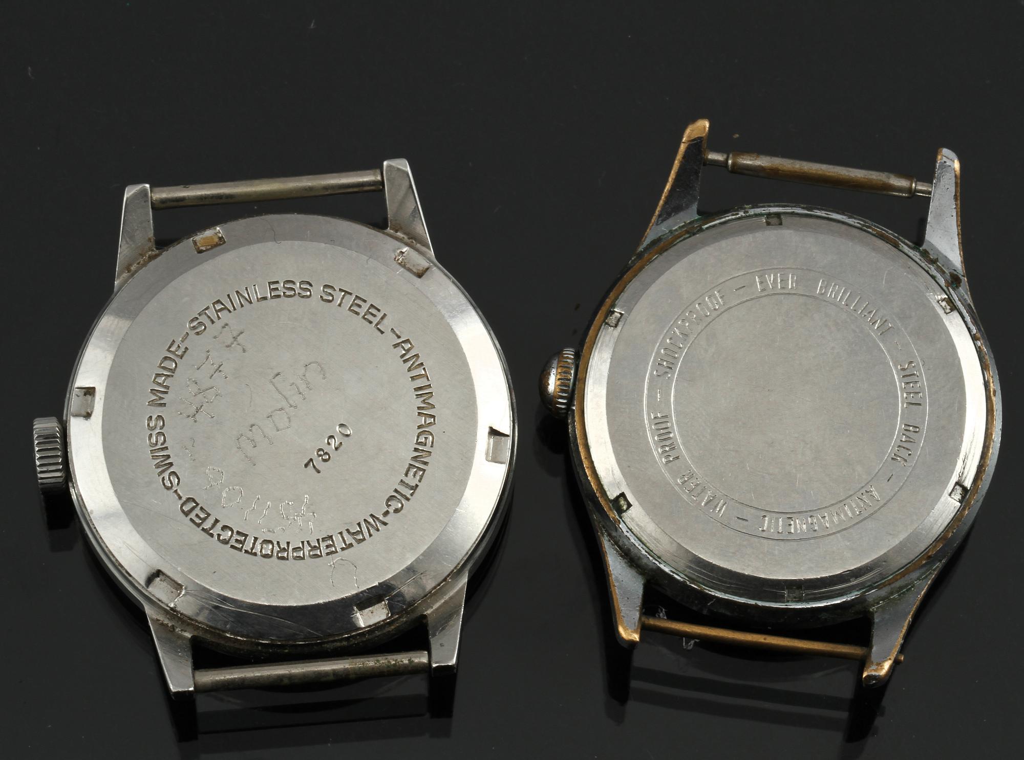 ARMBANDSUR, 2 st, stål, "V.M", Lagonda samt "sportmaster", Olympia, 1900-talets andra hälft.
