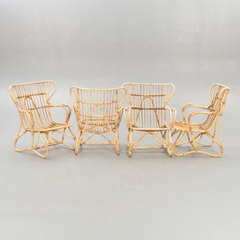 Garden group, 4 armchairs, table, second half of the 20th century.