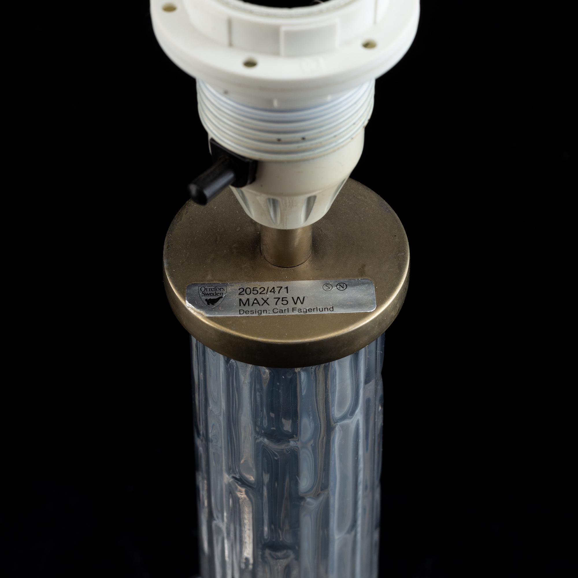 Carl Fagerlund, bordslampor, ett par, Orrefors, 1900-talets andra hälft.