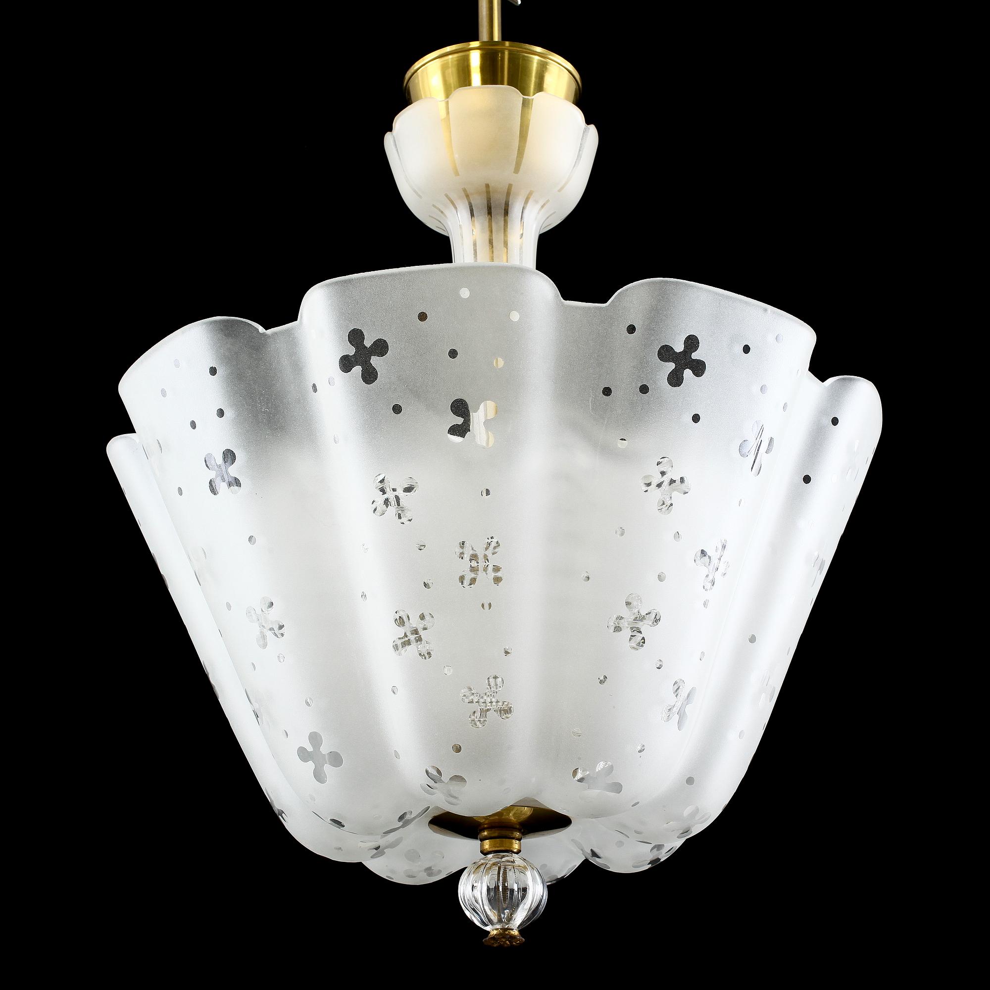 TAKLAMPA, Orrefors, 1940/1950-tal, h ca 65.