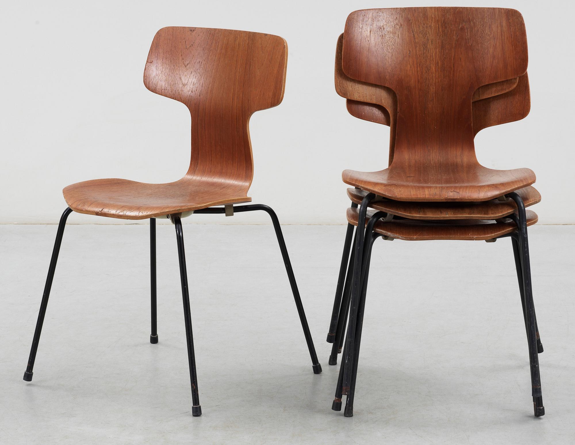 STOLAR, 4 st, modell 3103. Arne Jacobsen, Fritz Hansen. 1970-tal.