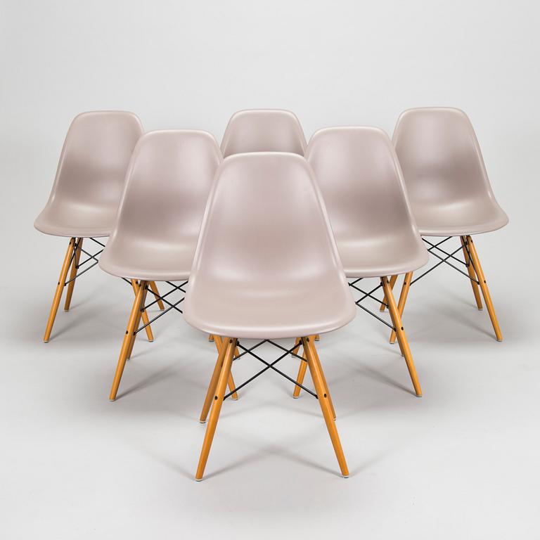 Charles & Ray Eames, six 'Plastic Chair DSW' chairs for Vitra.