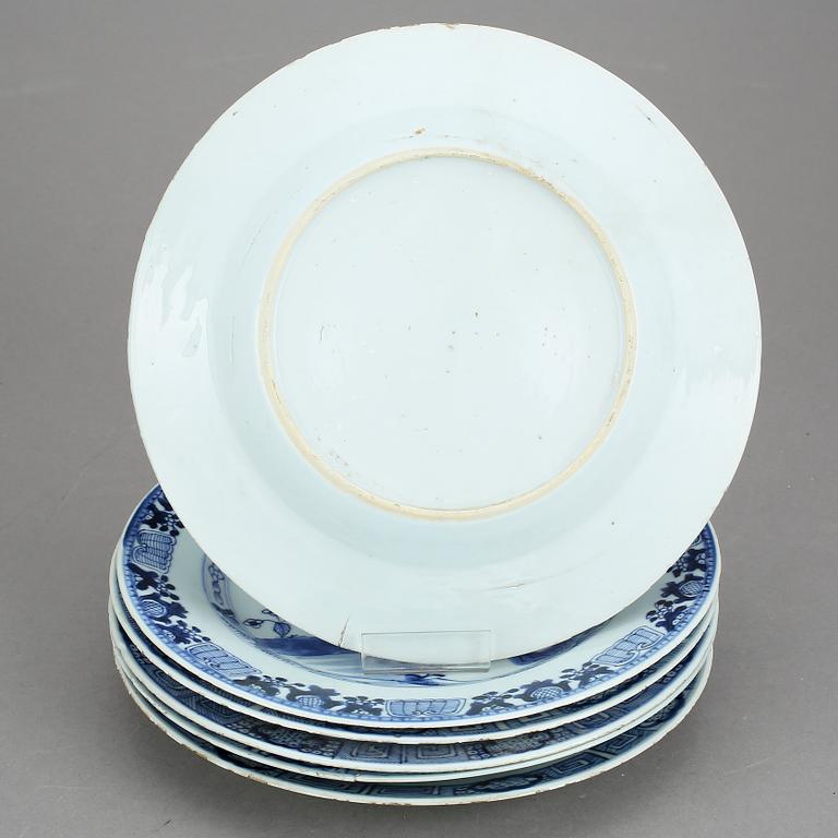 TALLRIKAR, 6 st, porslin, Qingdynastin, Qianlong (1736-95).