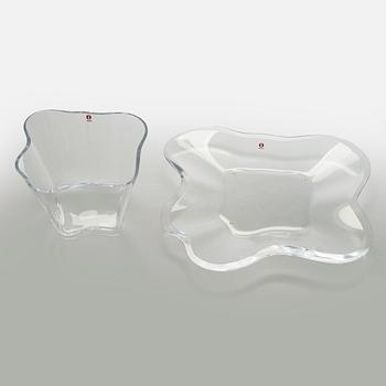 Alvar Aalto, art glass, two parts of the “Aalto Flower”, signed Alvar Aalto Iittala.