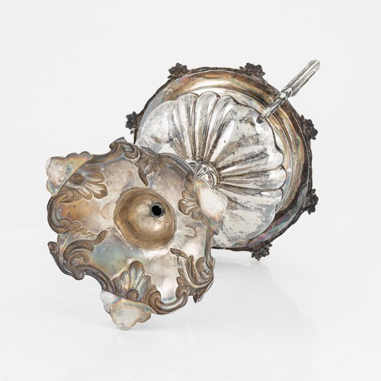 A Swedish silver sugarbowl, bearing the mark of Gustaf Möllenborg, Stockholm, 1857.