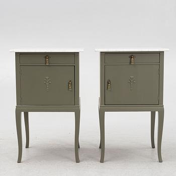 Bedside tables, a pair, first half of the 20th century.