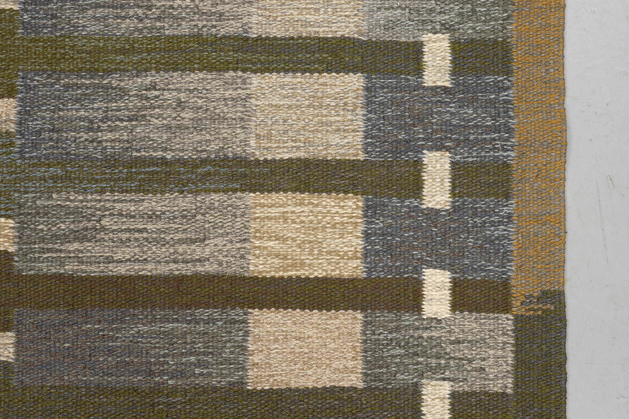 Margareta Grandin-Nettles, a carpet, flat weave, ca 249 x 167 cm, signed GLH MG.