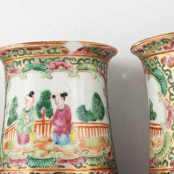 Vaser, 6 st, porslin, Kanton, Kina, 1800/1900-tal.