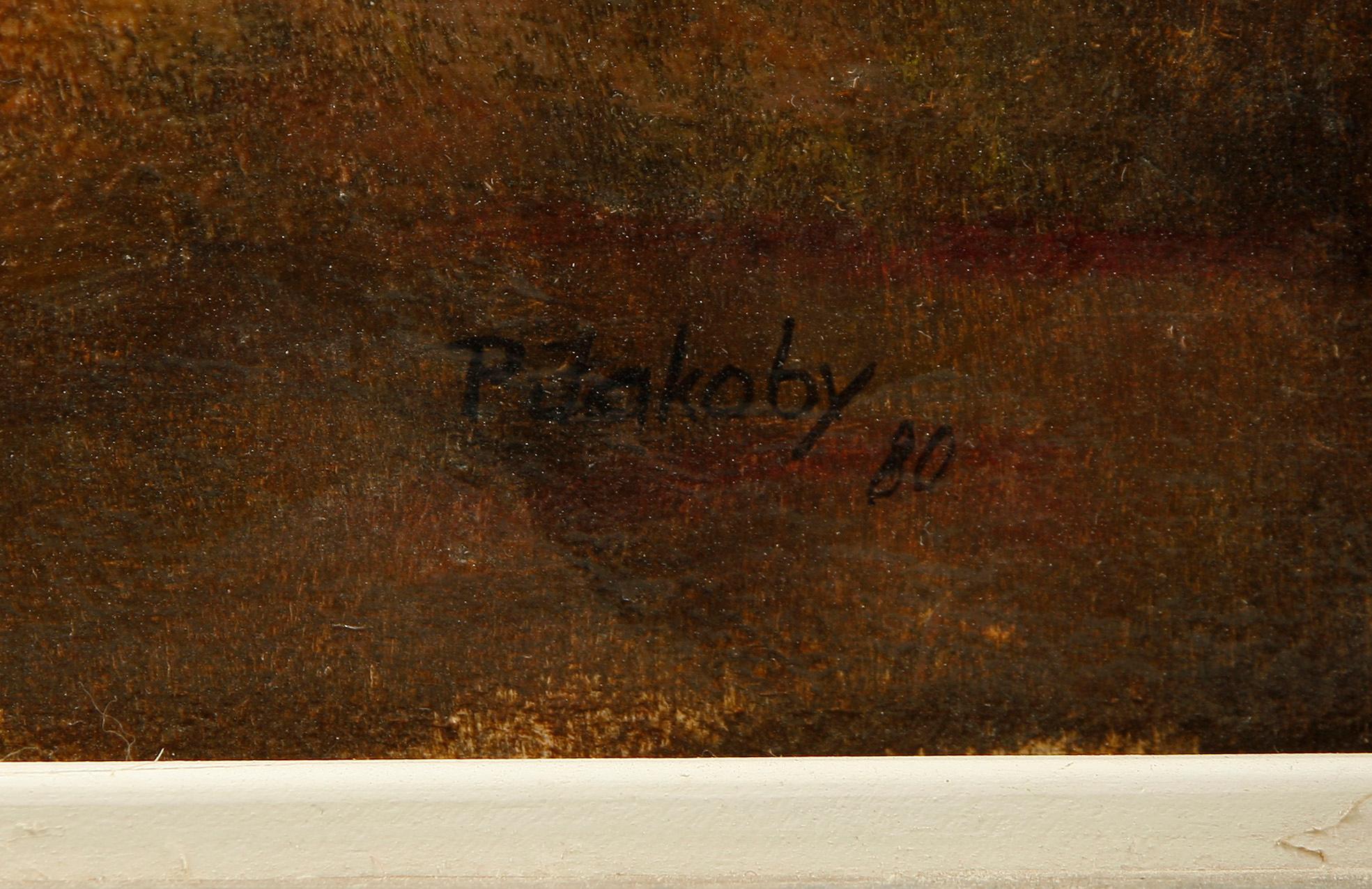 PETER JACOBY, olja på pannå, sign.