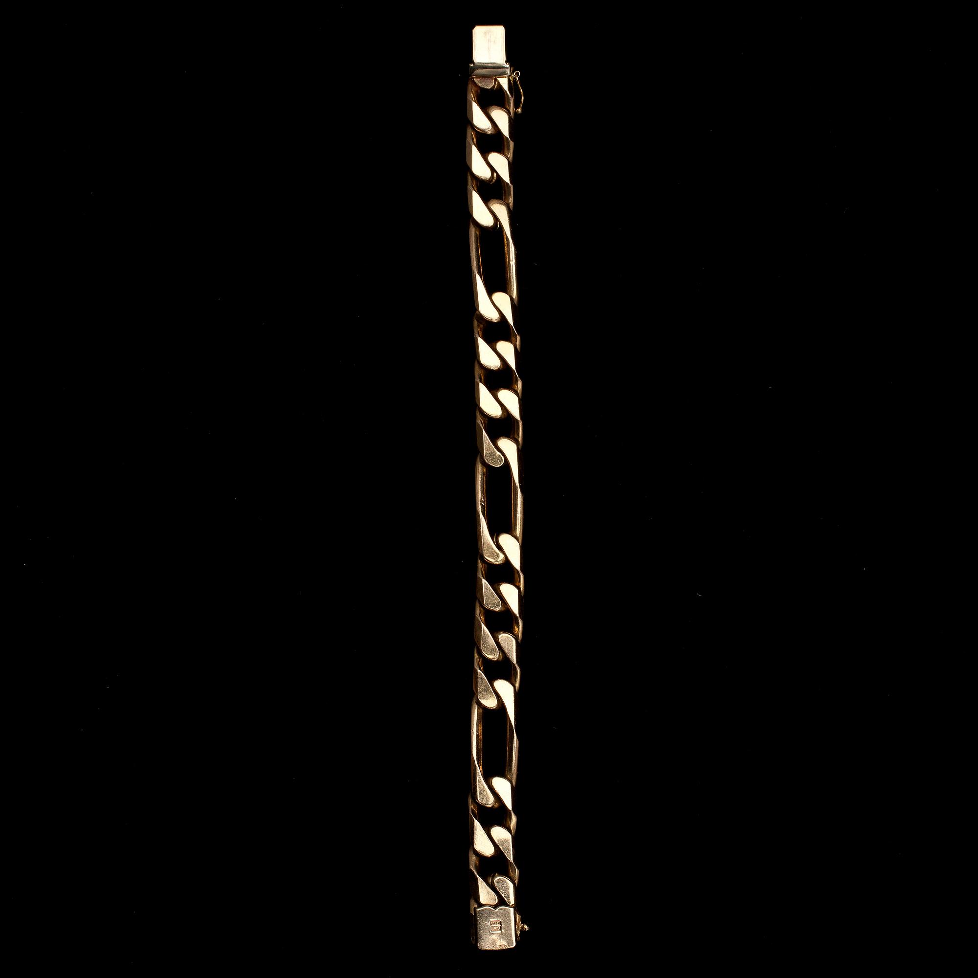 ARMBAND, guld 14 K, Italien, finska kontrollstämplar. Vikt 74 g.