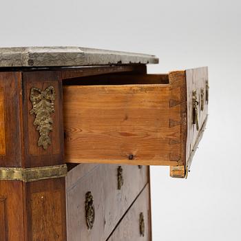 A Gustavian marquetry commode by C- Lindborg (master in Stockholm 1781-1808).