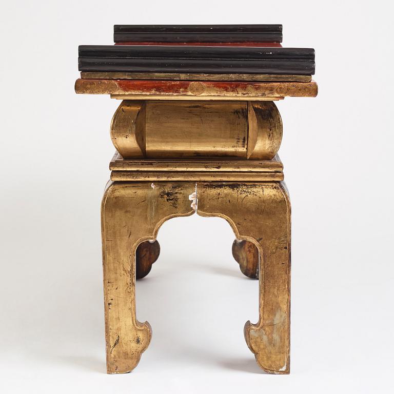 A Japanese lacquered and qilded Buddhist altar table or Butsudan.  Edo period (1603-1868).