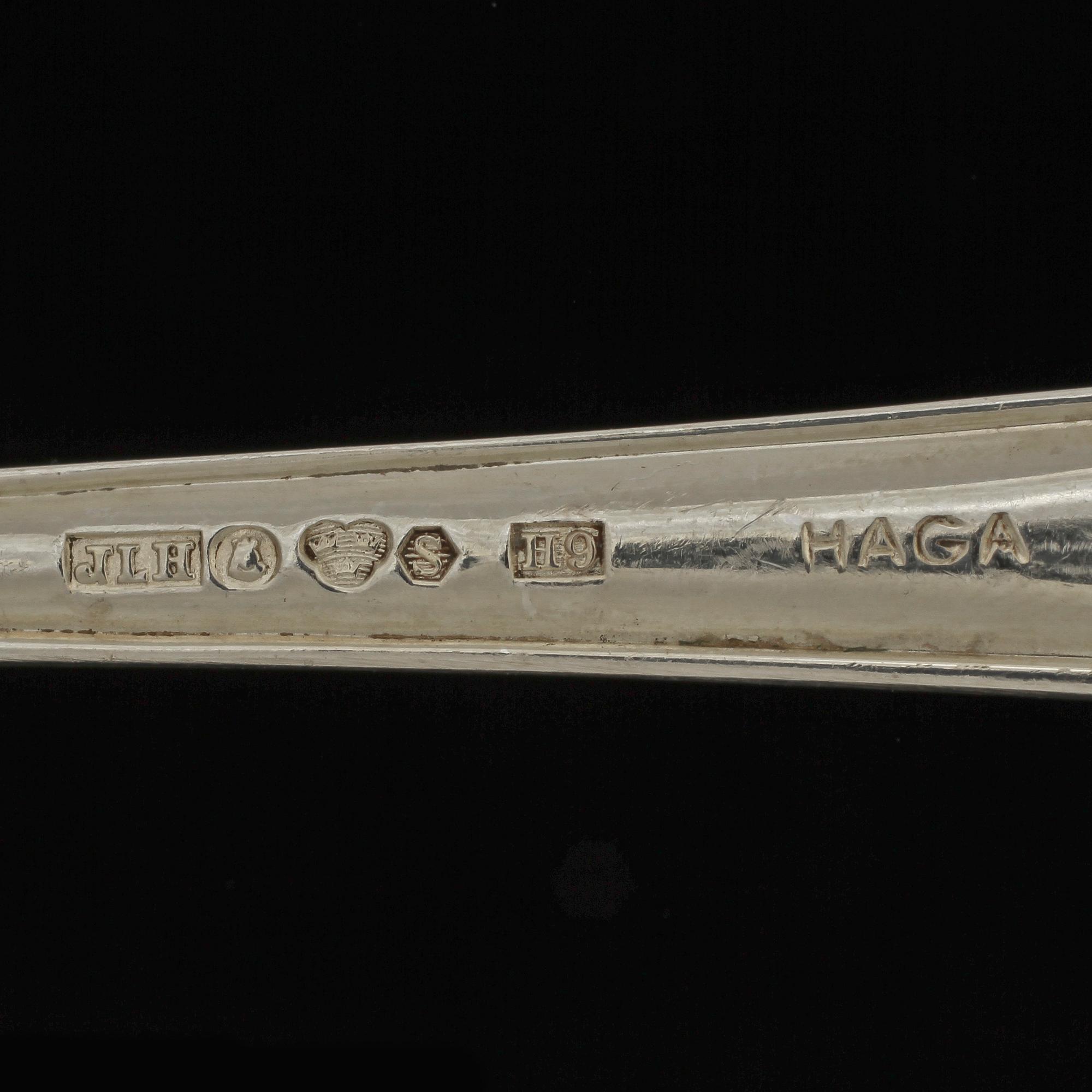 BESTICKSERVIS, 81 st, silver, "Haga", Stockholm, 1900-tal. Tot vikt 2655 g.
