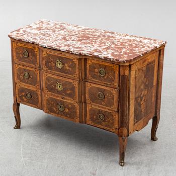 A French chest of drawers, mid 18th Century.