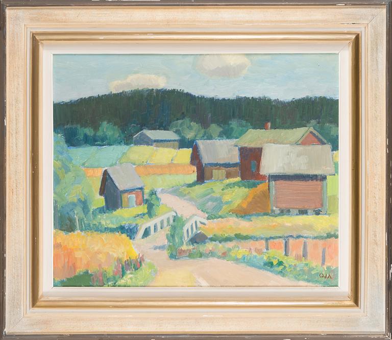 Onni Oja, oil on board, signed.