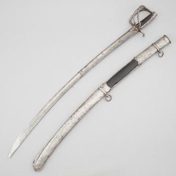 Sabre, Swedish, m/1825 for hussars, with scabbard.