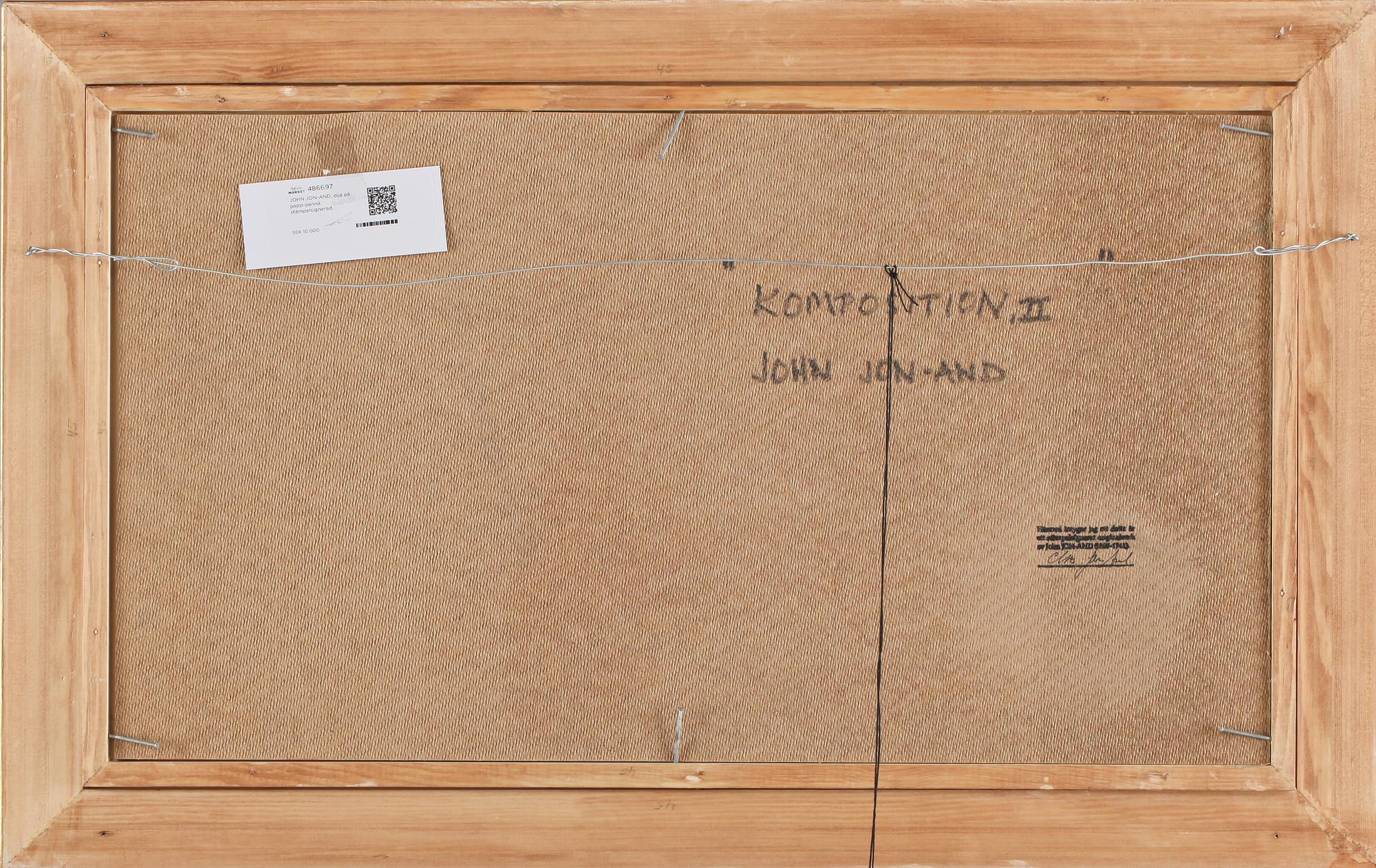 JOHN JON-AND, olja på papp-pannå, stämpelsignerad.