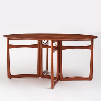 Peter Hvidt & Orla Mølgaard Nielsen, a teak gate leg dining table, France & Son, Denmark, 1950s-1960s.