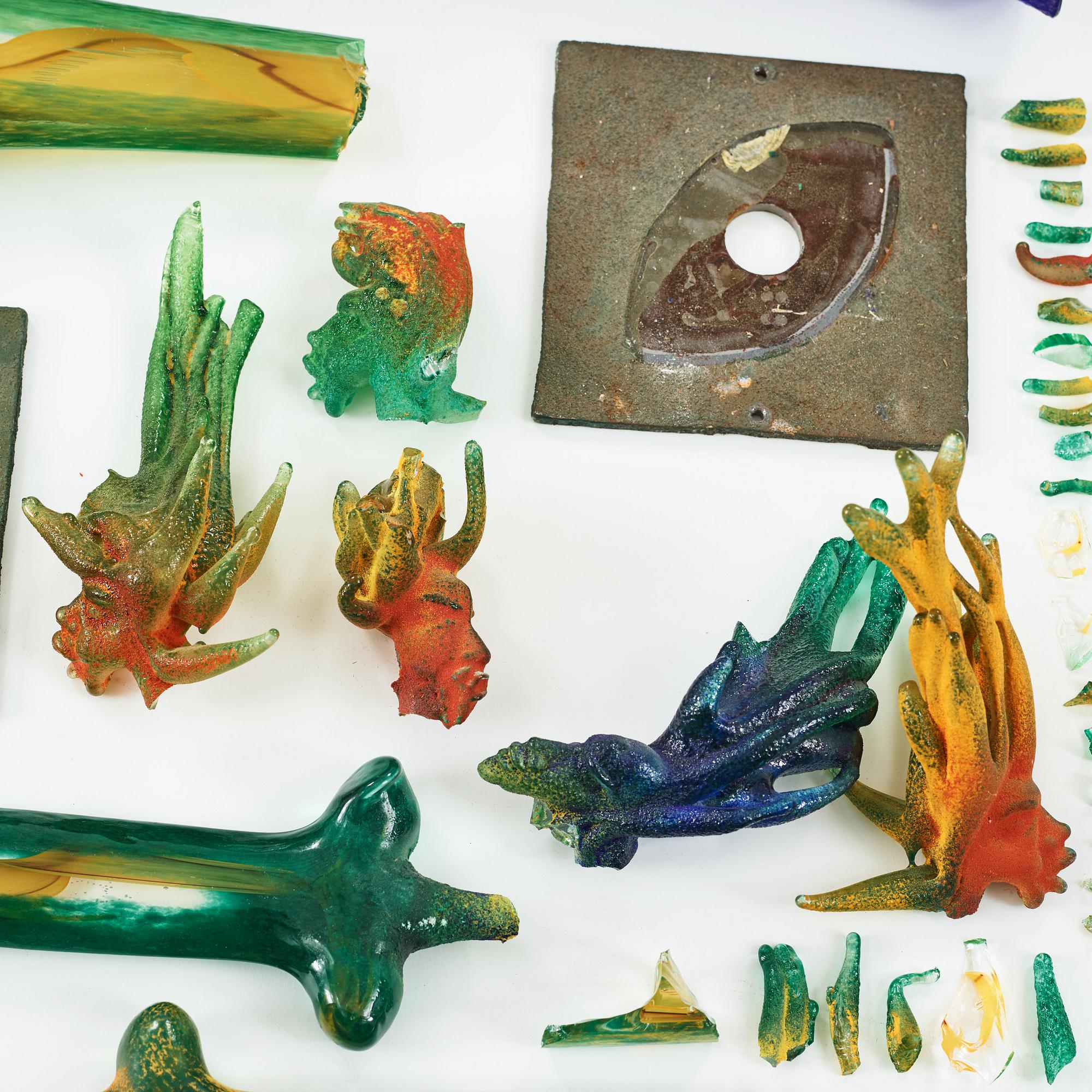 A Kjell Engman glass part sculpture group, Kosta Boda, Sweden 1997.